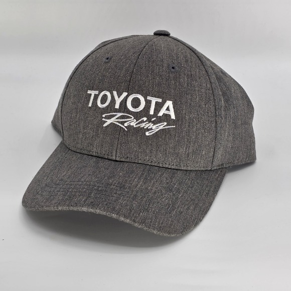 Toyota Racing Hat Cap Strap Back One Size Gray Racing Embroidered Script Mens